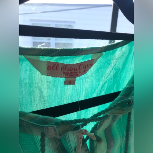 NWT All About You Beautiful Turquoise Drawstring Casual Maxi Spring Dress Size S - Picture 4 of 6